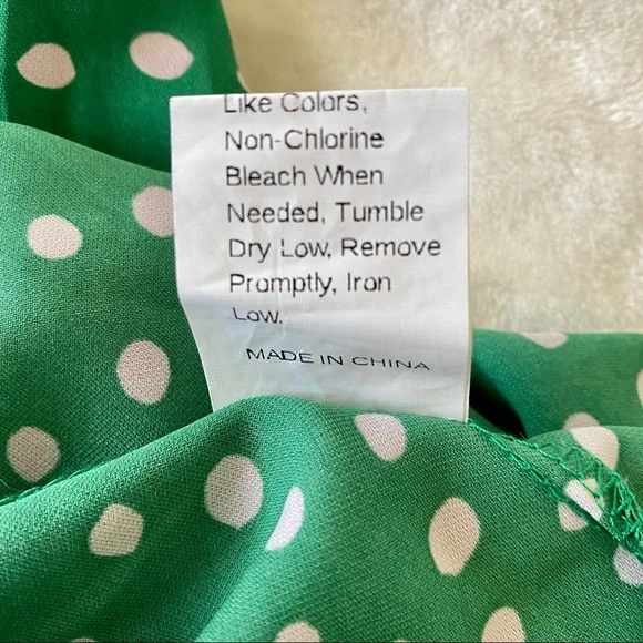 SHEIN x Madelaine Petsch Surplice Wrap Tie Waist Green Polka Dot Dress Size XS - Picture 14 of 14